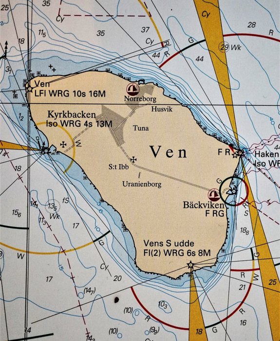 Sjökort över ön Ven i Öresund